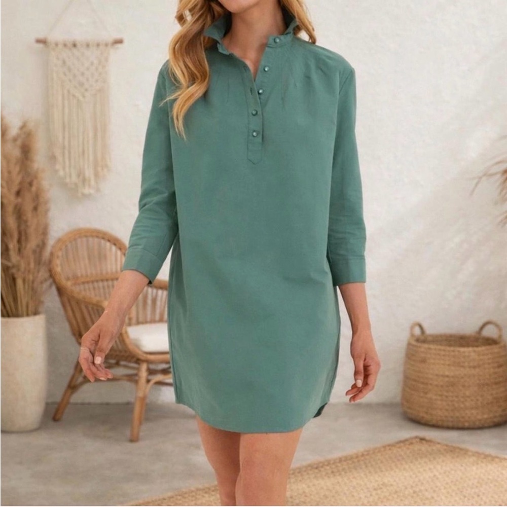 Tuckernuck Pomander Place Polly Popover Shirt Dress XL Green Cotton Shift